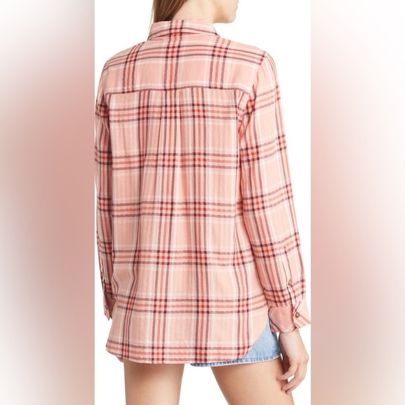 Madewell Classic Ex-Boyfriend Button-Up Shirt grid window forgotten petal size S - Picture 2 of 9